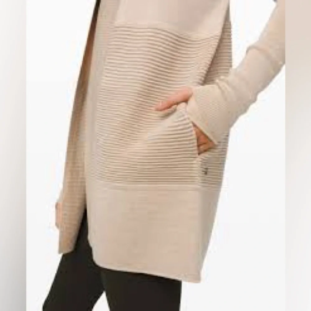 Lululemon Sit in Locus Wrap II Heathered Sandlot Merino Wool Cardigan